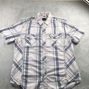 Various Artists Plaid Western  Short sleeve Pearl Snap Men's Shirt Size XL